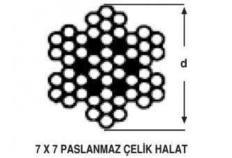 7 x 7 Paslanmaz Çelik Halat